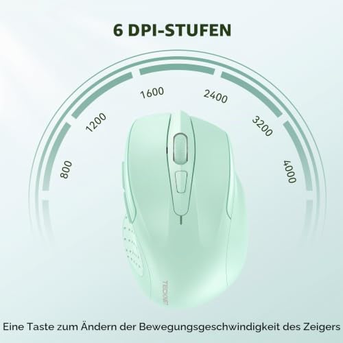 TECKNET Kabellose Maus, Pro 2.4G 4000 DPI Wireless Maus 6 Tasten mit Nano Empfänger, 24 Monate Batterielaufzeit… – Ansicht 2