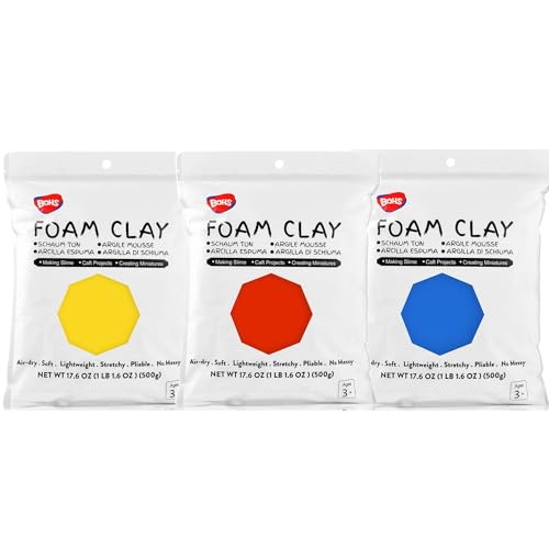 Image of BOHS Foam Clay, 3 Primary Colors, Air Dry Modeling Clay, 3.3 lb