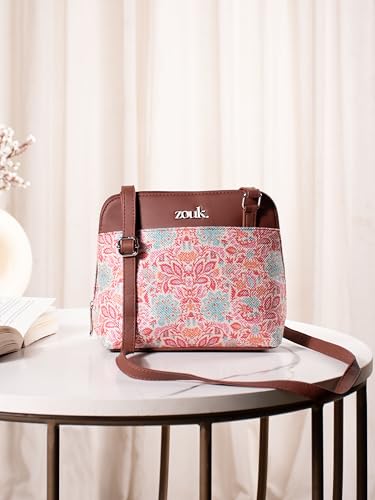 Image of ZOUK Printed Vegan Leather Out Of Office Sling Bag With Adjustable Strap For Women's Girls