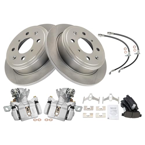 Image of TRQ Rear Brake Pad and Rotor Set Ceramic Calipers Compatible with 1992-1994 Honda Civic