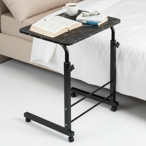 Image of TECHNOVIBES Foldable Study Table /Bed Table /Foldable and Portable Wooden /Writing Desk for Office /Home /School (Dark Marble with Black Leg)