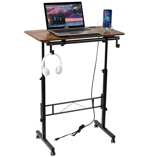 Image of SIDUCAL Standing Desk Height Adjustable with Tiltable Tabletop, Rustic Brown