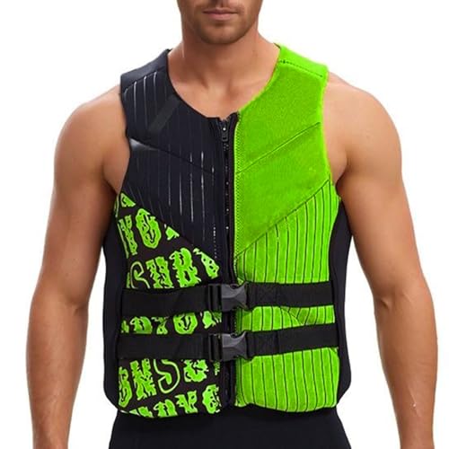 Generisch Chaleco de surf de neopreno de gran tamaño con alta flotabilidad para deportes acuáticos seguros tiras reflectantes de seguridad (verde, S)