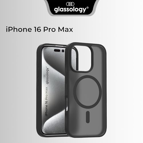 Image of Glassology Silicon Case for iPhone 16 Pro Max Frosted Magnetic Case - Matte Translucent TPU+PC Shockproof & Anti-Scratch Phone Cover with N52 Magnet Black