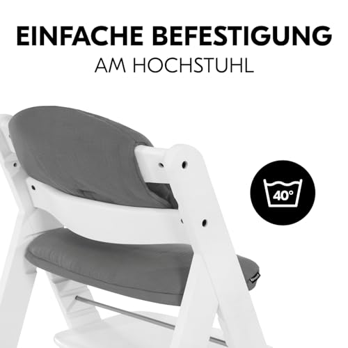 hauck Highchair Pad Select, Dark Grey - Hochstuhl Sitzkissen Kompatibel mit Alpha+, Beta+, Arketa Holzhochstuhl, 6-36 Monate, Anti-Rutsch, Doppelte Polsterung, Einfache Befestigung