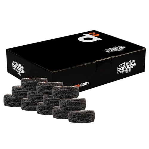 Image of d3 Cohesive Bandage Compression Wrap Black 25mm x 5m (24 Rolls) Self Adhesive Sport Vet Thumb & Toe Football Goalkeeper Finger Joint First Aid & Medical Tape