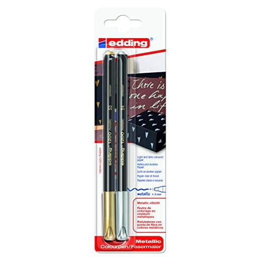 edding 1200/2metallic - Blister con 2 rotuladores, color oro / plata metálicos