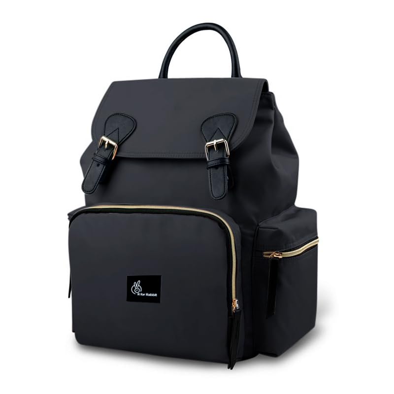 R for Rabbit Caramello Bliss Diaper Bag for Mother, Maternity Bag for Newborn Baby Mom Multipurpose Stylish Backpack Waterproof & 9 Pockets with Large Capacity Storage (Jade Black)