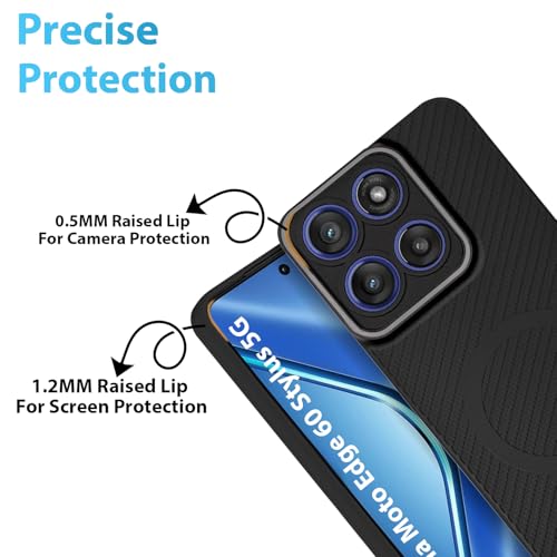 Image of LIRAMARK Rugged Carbon Fibre TPU Armor Silicone Back Cover Case for Motorola Moto Edge 60 Stylus 5G