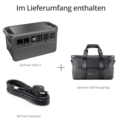 DJI Power 1000 V2 Tragbare Powerstation 1024Wh, 2600W Power Station Solar mit Offizielle DJI-Tasche, Elektrischer Generator für Camping/Zuhause/Wohnmobile.