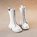 Botas De Niña, Girls' Lace Up Riding Booties Mid Calf Combat Booties Fashion Waterproof PU Leather Side Zipper Punk Goth Boot 4-12 Years Girls Fall Boots