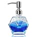 Modern Geometric Shape Clear Glass Soap Dispenser, Lotion Dispenser Bottle with Rust Proof Stainless Steel Pump for Kitchen, Bathroom Accessory, Countertop, Great for Soap, Lotions and Body Oil.