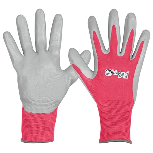Lakeland Active Orton Gants de jardinage pour mauvaises herbes et graines Rose fuchsia Taille L