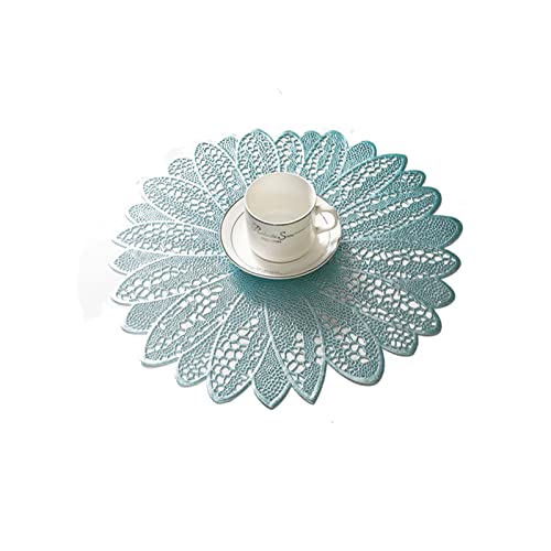 Loialpupy 4er Set Platzsets. Platzmatten für Restaurant, Hause, Esstisch, Küche, Hotel, Café und Büro. PVC Placemats, 39cm (Blau) Cover