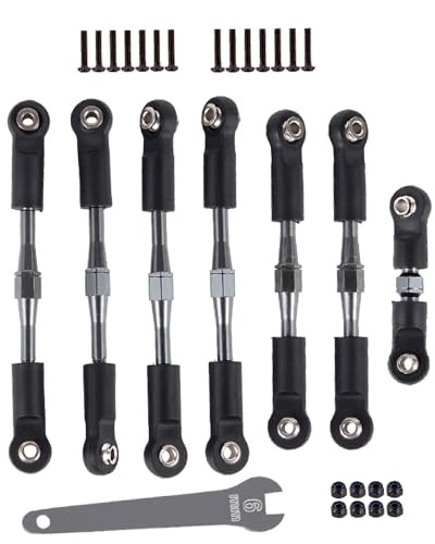 RCHuiWow Adjustable Turnbuckles Upgrades Part for 1/10 Slash 4x4 (VXL) Rustler 4x4 (VXL) Stampede 4x4 (VXL) Bandit 4x4 (VXL), RC Turnbuckles Camber Link Hop-up,7PCS,Titanium