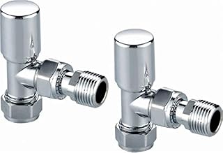 Scudo 15mm Premium Modern Angled Towel Radiator Valves Chrome Plated - Pairs