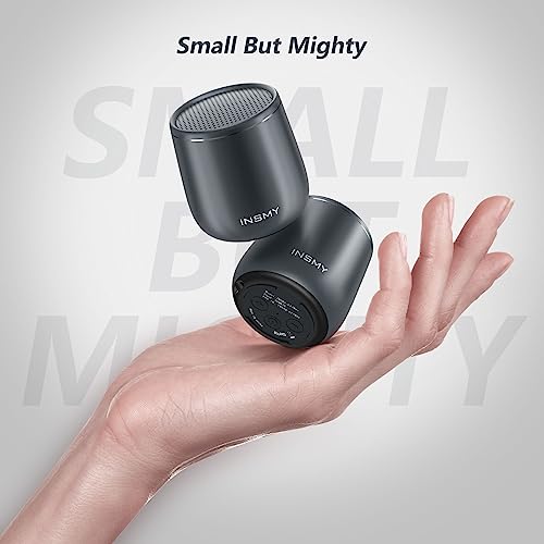 Image of INSMY Small Bluetooth Speaker, Waterproof Mini Portable Wireless Speaker, Punchy Bass Rich Audio Stereo Pairing, Handheld Pocket Size Built in Mic for Hiking Biking Gift Laptop Tablet (Gray)