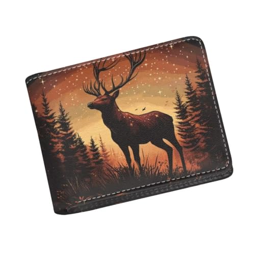 Image of Coldinair Elk Teen Boys Wallet Galaxy Forest Kids Wallet for Teen 9-12 /8-12 /12-14 PU Leather Bifold Rfid Blocking Wallet Slim Coin Purses for Men,Boy,Teen