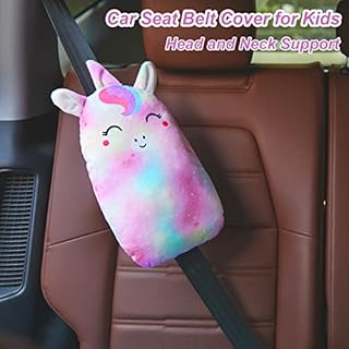 FIODAY Car Seat Belt Covers for Kids Unicorn Seat Belt Pillow Soft Seat Belt Cushion Adjust Seat Strap Pillow Head Neck Support for Children Boys Girls Travel