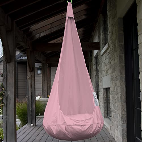 Image of Vivere Cacoon Saucer for Kids - Durable Polyester Fabric, Anodized Aluminum Ring, Built-in Cushion, Easy Setup & Storage - Comfortable Hanging Pod for Children 10 & Under (Bubblegum)