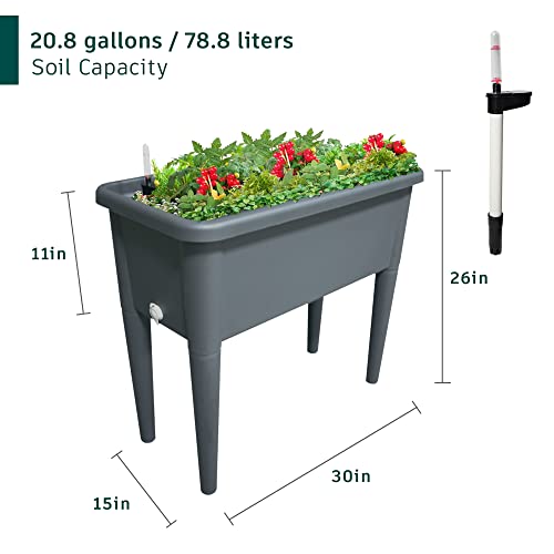 Fencetech 20.8 Gallon Plastic Drainage Plug, 30 X 25.6 X 15 In Raised Garden Bed With Legs, Grey #TOP2