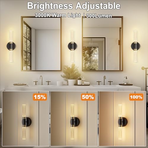 Image of 16 Inch Black Gold Crystal 10000mAh Battery Wall Sconce | 10000mAh detachable battery, remote dimmable timer memory, wire-free crystal decor light for bedroom living room