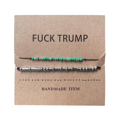 Bivpreom 2 Pcs F Ck Trump Morse Code BraceletAnti Trump Merchandise