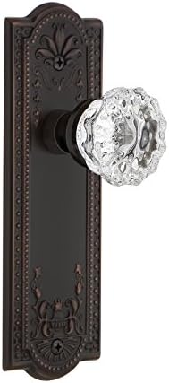 Nostalgic Warehouse Meadows Plate Double Dummy Crystal Glass Door Knob in Timeless Bronze