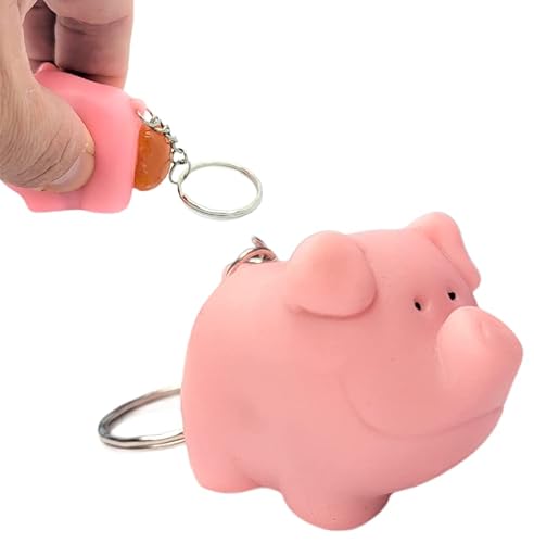 Zugar Land Naughty Squeeze Pooping Pink Pig �L�[�`�F�[�� (2�C���`) ���� TURD �L�[�`�F�[�� �����O, 1�B, 2"
