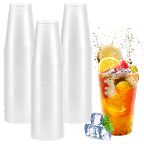 FWEEK 100 vasos de plástico, 400 ml, juego de vasos de plástico esmerilado, vasos para bebidas, cumpleaños, bodas