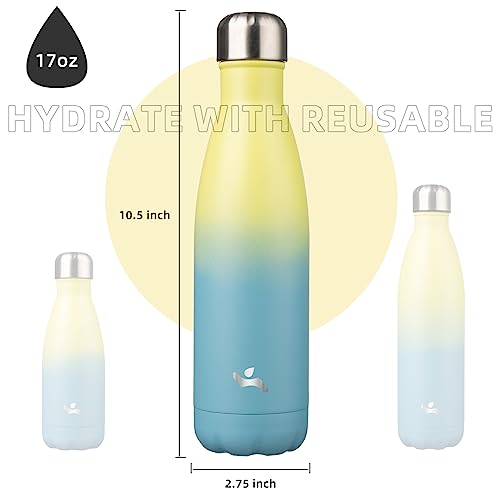 Image of Konokyo Insulated Water Bottles,17 oz Double Wall Stainless Steel Vacumm Metal Flask for Sports Travel,Sandy Beach