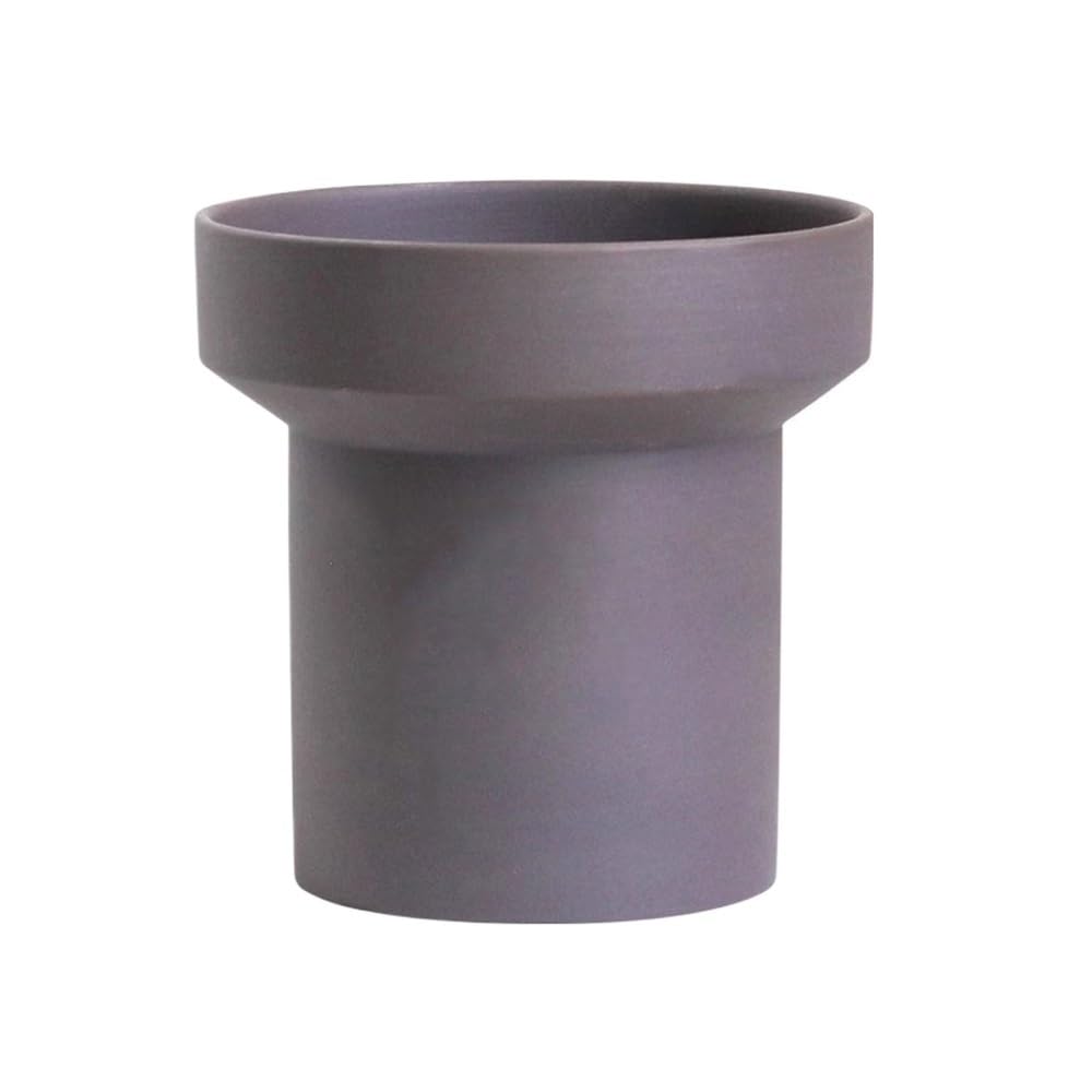 LIBANGRONG-888 Plant Pots Grey Round Ceramics Flower Pot, with Drainage Hole Desktop Plant, for Decorate Windowsill Living Room Bedroom Plants Container (2 Sizes) Flower Planter Pot(Small)