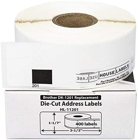 Compatible Address Labels replacement for Brother DK-1201 (1-1/7" x 3-1/2"; 29mm90mm) (10 Rolls; 400 Labels per Roll)