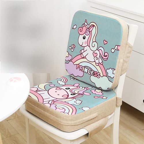 お食事座布団 こども 椅子クッション 39x39(10cm厚) 赤ちゃん用 動物柄 可愛い 低反発 背もたれ 高さ調節 スクエア ベルト付き スポンジ内材 すべり止め 取り付け簡単 厚手 お食事グッズ カバー洗える