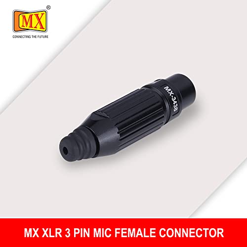 Image of MX 3 Pin XLR connector Microphone Connector pin Pure Copper Nickel Plated Pins1 for High Conductivity microphone cable connector PERENT (3 PIN BLACK, Pack of 2, Female Connector)