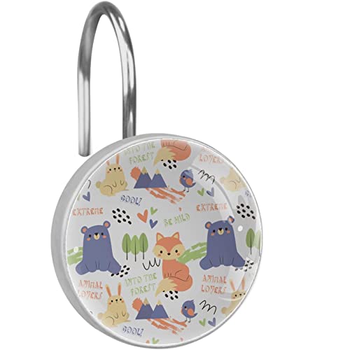 Crochets pour rideau de douche mignons animaux d'automne acier inoxydable salle de bain - 2