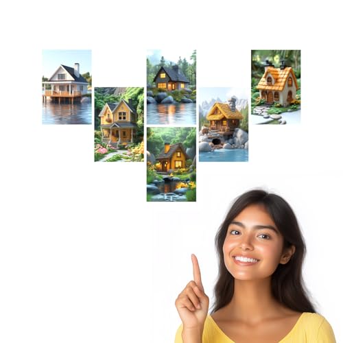 Image of SiddArtify Cottagecore Wall Art Prints Set - Whimsical House Poster Decor for Living Room Bedroom - Set of 2-4x6 Inch - Board (Pack of 6) - Sticker (Pack of 6)