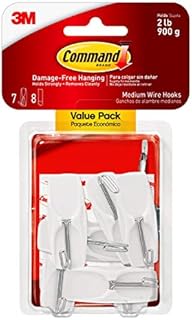Command Wire Toggle Hook  Removable Hanging Hook for Various Surfaces  Value Pack - 7 Hooks (Medium, White) & 8 Strips