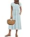 AUSELILY Damen Sommer Kleider Kurzarm Midikleider Lockeres Langes Sommerkleider A-Linie Luftiges Shirtkleider mit Taschen