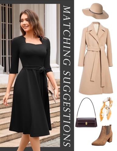 HomRain Women's Cocktail Formal Dresses Elegant Wedding Guest A-Line Graduation Tea Party Modest Prom Church Dress4