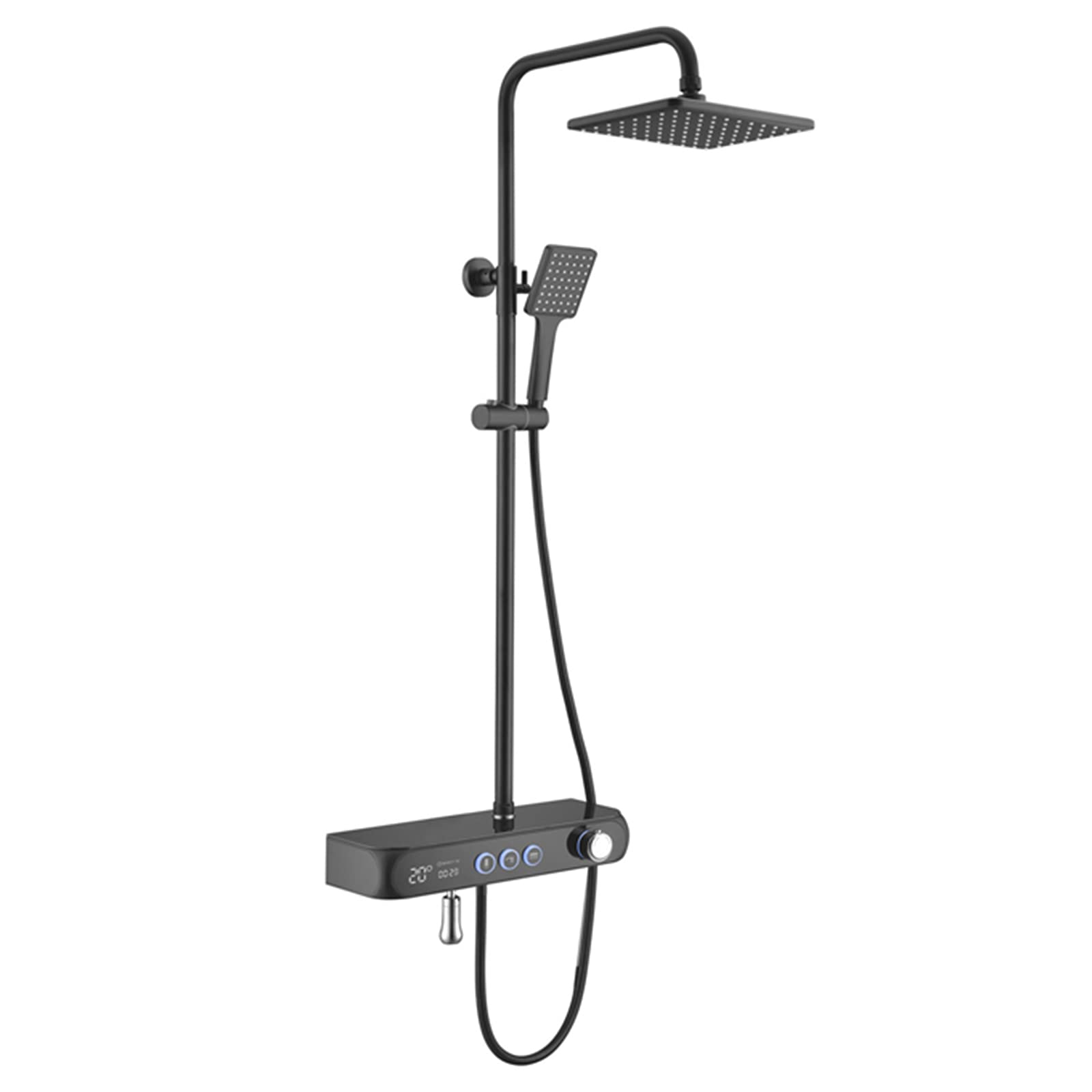 Douche de tête 26 * 19 cm et douchette noire thermostatique