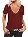 Beyove Women's Deep V T-Shirt Summer Short Sleeve Loose Casual Tee