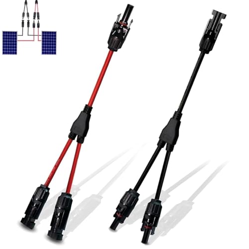 ANBOO 1 Cable Panneau Solaire, Câble Solaire 6 Mm2, Connecteur MC4(1 À 2 Branches), Y Connecteurs Câble, Panneaux Solaires, Rouge Et Noir, Cable Mc4, Panneau Solaire Ecoflow