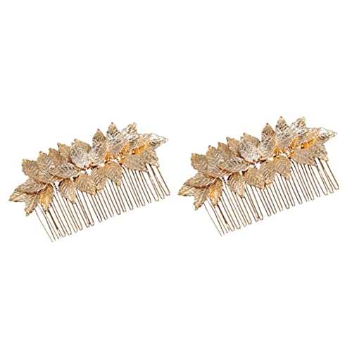 minkissy Peigne À Cheveux Doré Feuille Accessoire Mariage Mariée Déco Élégante Pour Demoiselles D'Honneur Cérémonies 10.5X5X2Cm