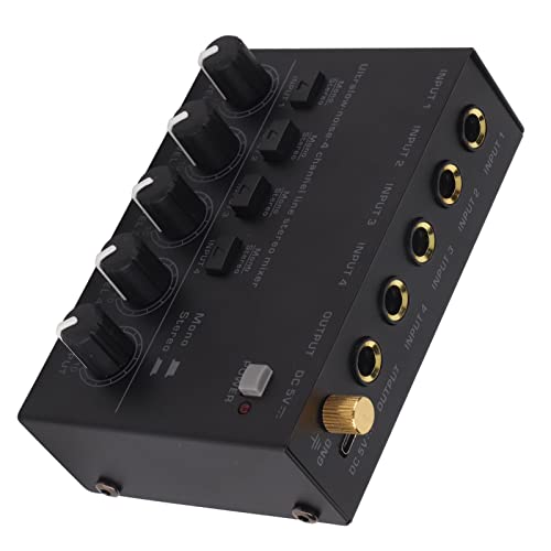 Mixer de Linha de 4 Canais, Configuração Forte, Controle de Volume Independente, Amplificador de Fon