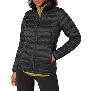 Amazon Essentials Damen Leichte, langärmelige, wasserabweisende, packbare Pufferjacke (in Übergröße erhältlich), Schwarz, XXL