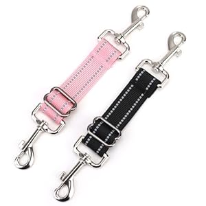Dog Collar Clip – 2 PCS Adjustable Retractable Dog Lead Clips Dog Collar Connector, Collar to Harness Safety Link with Double Ended Backup Clasp Clip for Pets Cats Dog Puppy