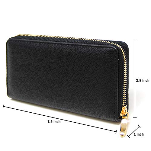 Women Fashion Solid Color Faux Leather PU Long Wallet with Zipper Closure Card Slots Zippered Coin Pouch2