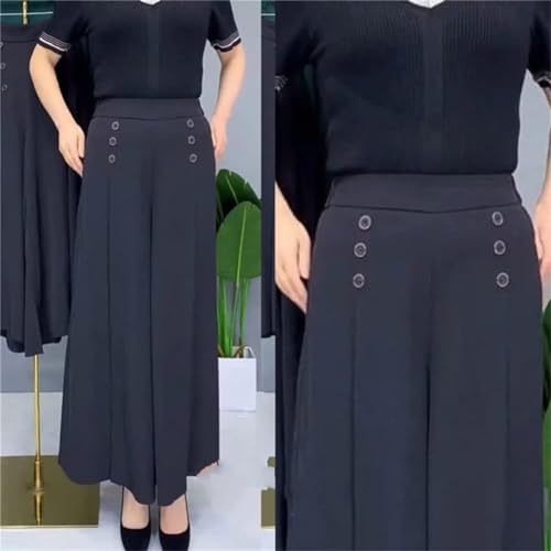 Comfort Slim Stylish Pleated Wide-Leg Pants, Women's Modern Wide-Leg Palazzo Pants, Black, M-L-2XL3