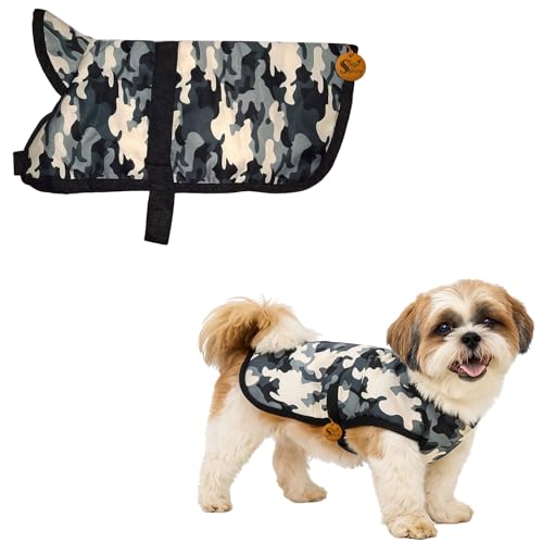 Image of Sage Square Camouflage /Army Winter Coat for Dogs - Windproof Jacket, Insulated, Warm for Cold Weather, Adjustable Fit, Comfortable Design for Indoor & Outdoor Use, Random (Military, S - 14 Inch)